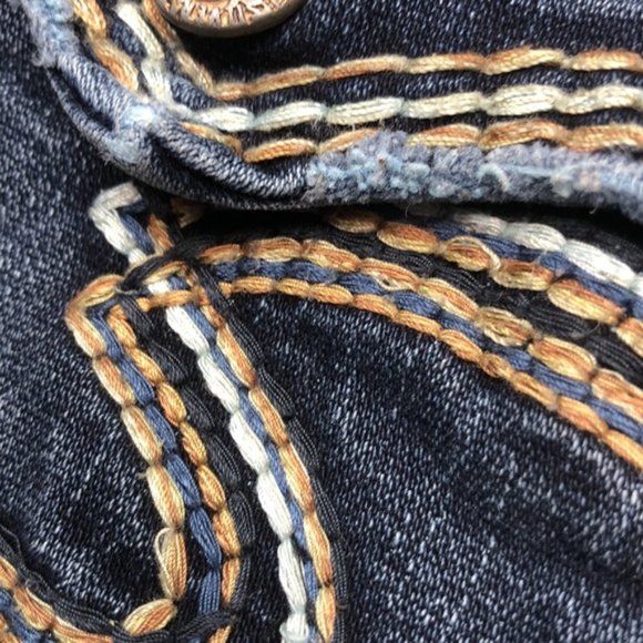 VINTAGE SILVER MCKENZIE JEANS SLIMCUT 26x34 DECORATED FLAP POCKET !! 😎 - Picture 16 of 16